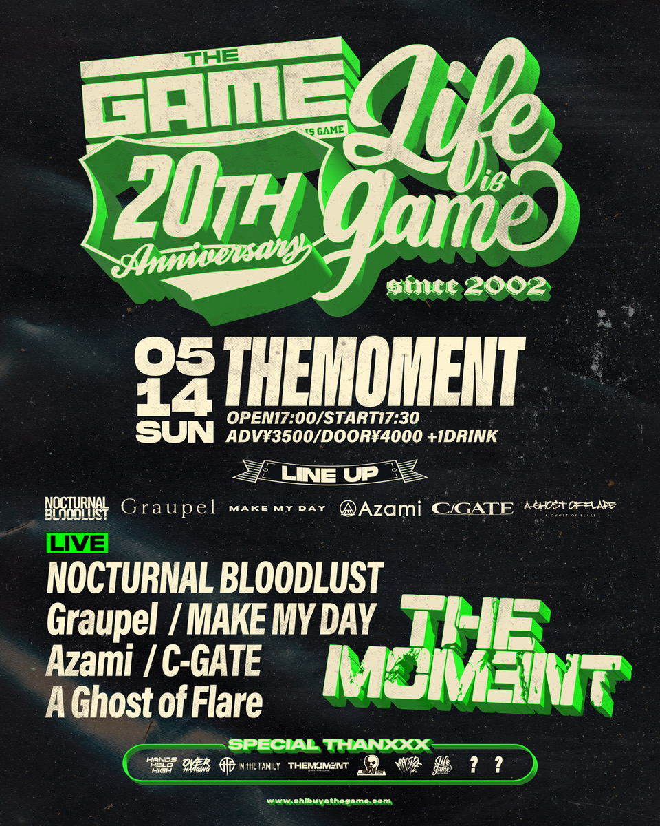 -SHIBUYA THE GAME20TH ANNIVERSARY- 『THEMOMENT』出演決定！